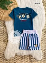 ⁦H&M ميكى كحلى*شورت ابيض مخطط⁩ - الصورة ⁦3⁩