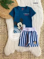 H&M ميكى كحلى*شورت ابيض مخطط