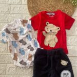 طقم فانيلا 3قطع ولادى دب احمر*ابيض